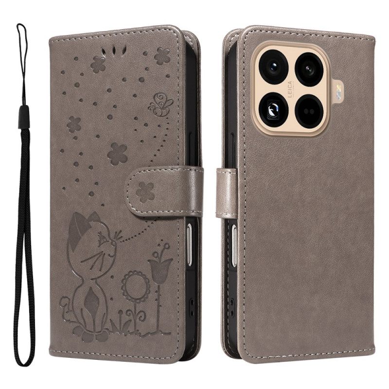 Δερματινη Θηκη Xiaomi 15t Pro Γάτα Και Μέλισσα