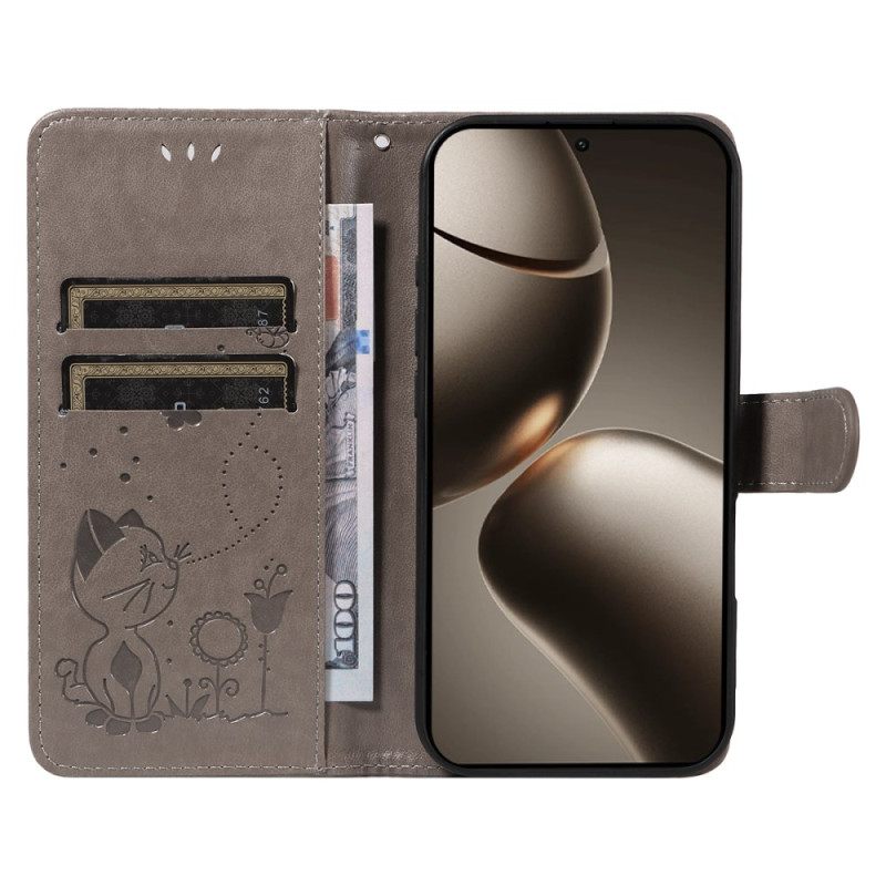 Δερματινη Θηκη Xiaomi 15t Pro Γάτα Και Μέλισσα