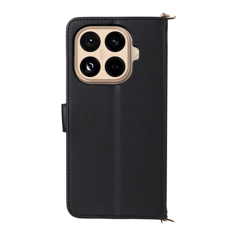 Δερματινη Θηκη Xiaomi 15t Pro Καπιτονέ Με Λουράκι Και Λουράκι Καρπού