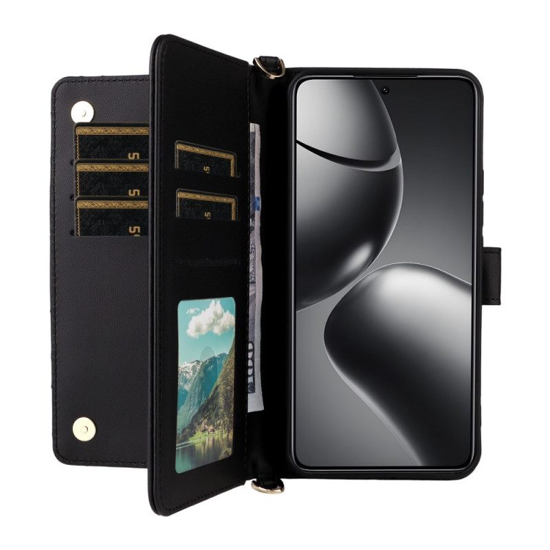 Δερματινη Θηκη Xiaomi 15t Pro Καπιτονέ Με Λουράκι Και Λουράκι Καρπού