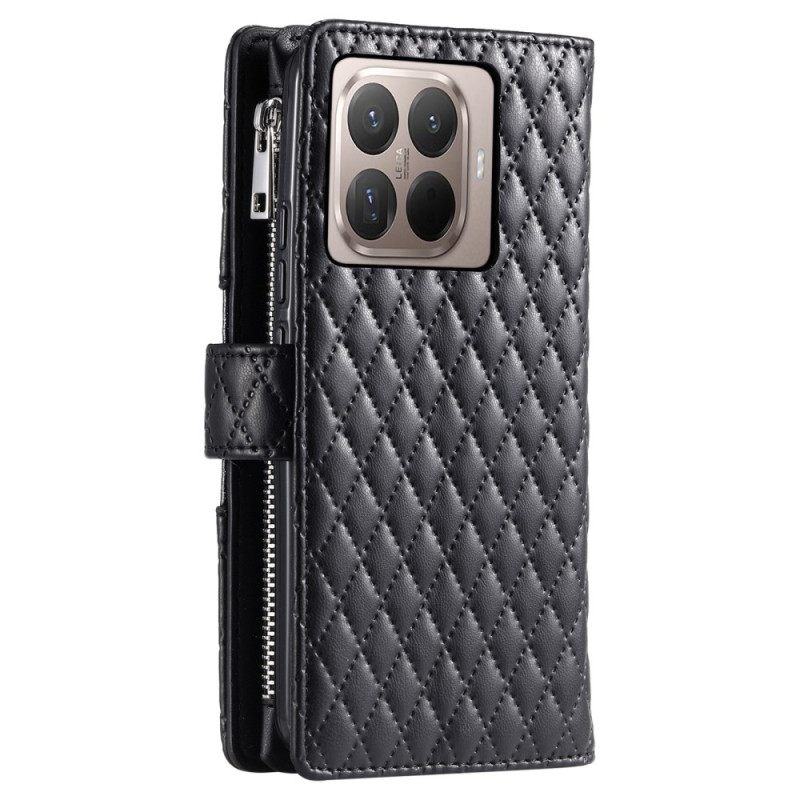 Δερματινη Θηκη Xiaomi 15t Pro Καπιτονέ Με Τσέπη Με Φερμουάρ Σιλικόνης