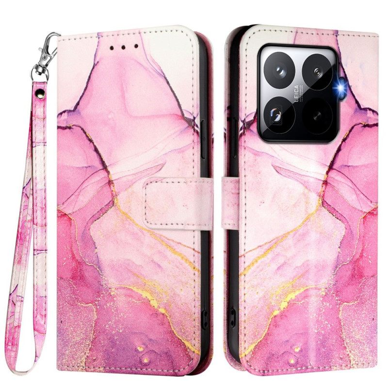 Δερματινη Θηκη Xiaomi 15t Pro Μαρμάρινο Λουράκι