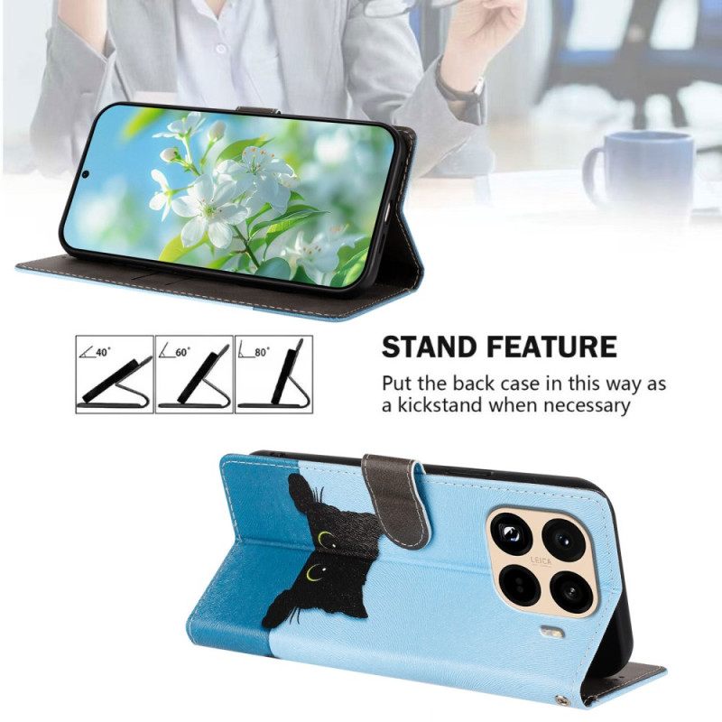 Δερματινη Θηκη Xiaomi 15t Pro Μαύρη Γάτα