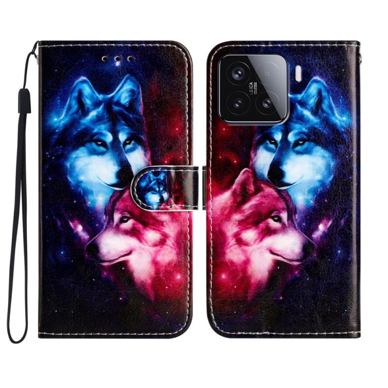Δερματινη Θηκη Xiaomi 15t Pro Με Δύο Λύκους