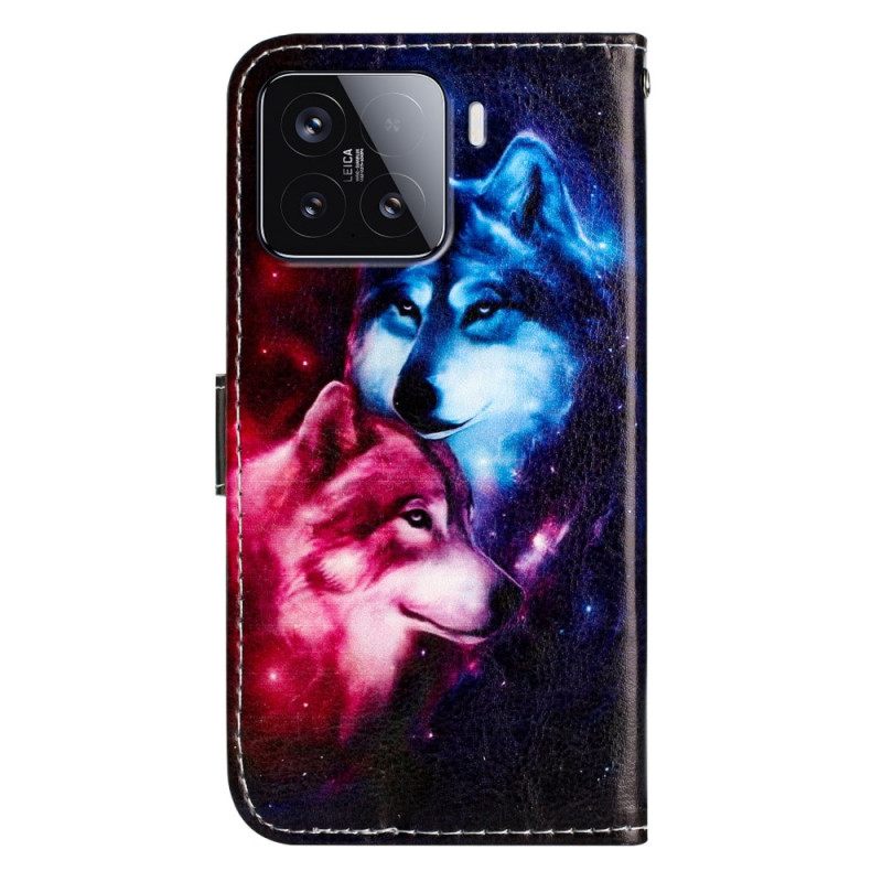 Δερματινη Θηκη Xiaomi 15t Pro Με Δύο Λύκους