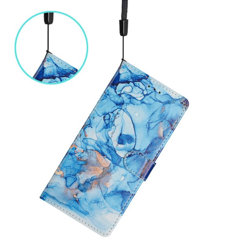 Δερματινη Θηκη Xiaomi 15t Pro Μπλε Μάρμαρο
