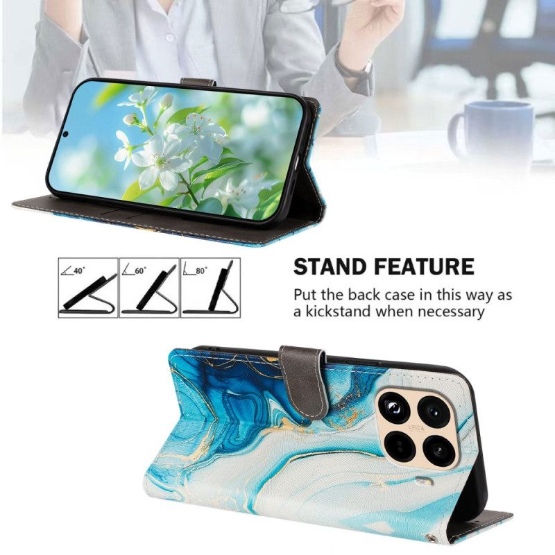 Δερματινη Θηκη Xiaomi 15t Pro Μπλε Μάρμαρο