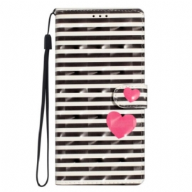 Δερματινη Θηκη Xiaomi 15t Pro Ρίγες Και Καρδιά