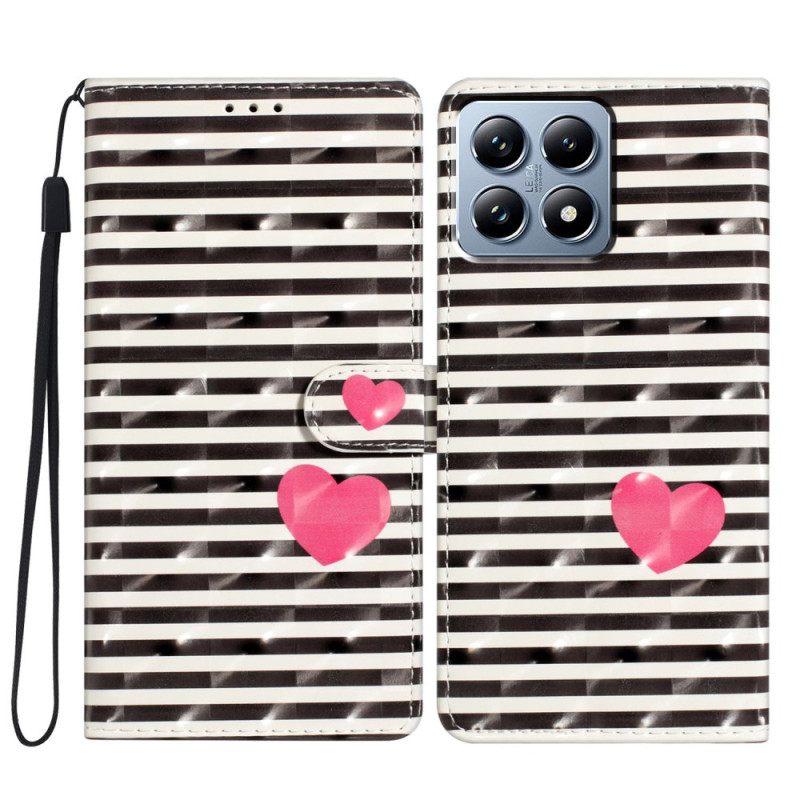 Δερματινη Θηκη Xiaomi 15t Pro Ρίγες Και Καρδιά