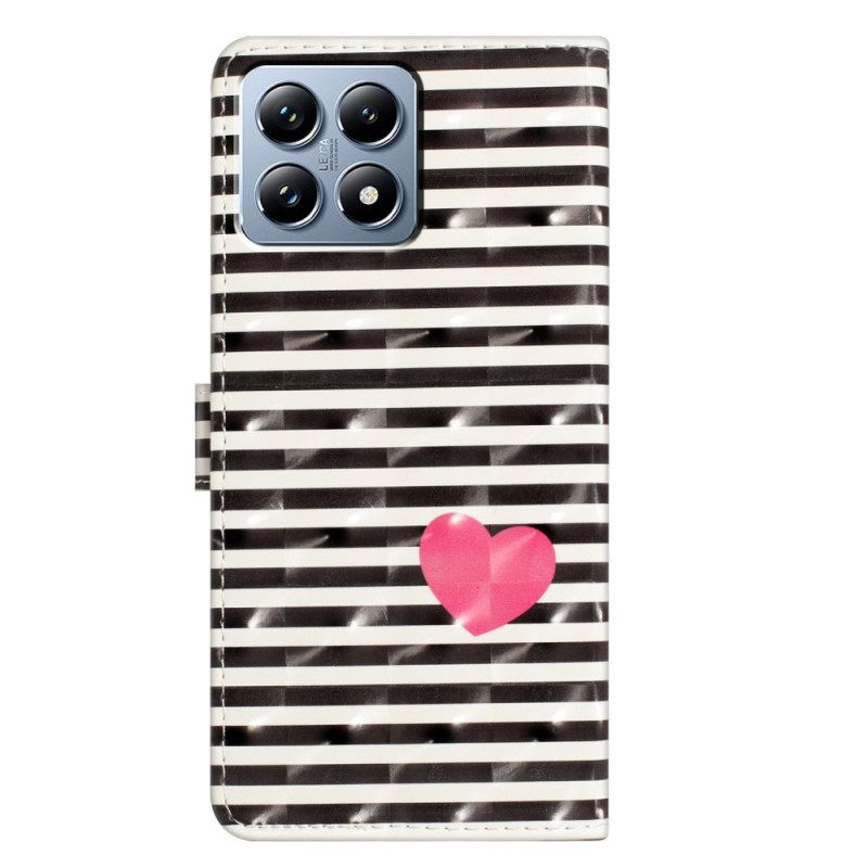 Δερματινη Θηκη Xiaomi 15t Pro Ρίγες Και Καρδιά