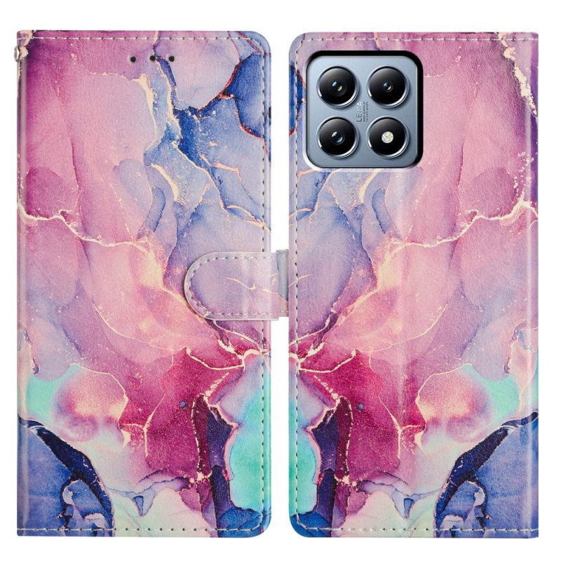 Δερματινη Θηκη Xiaomi 15t Pro Ροζ Πράσινο Μάρμαρο Σιλικόνης