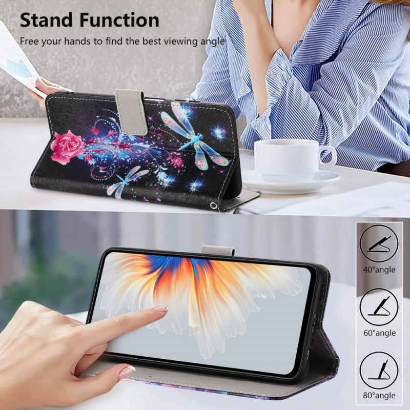 Δερματινη Θηκη Xiaomi 15t Pro Τριαντάφυλλο Και Λιβελούλες