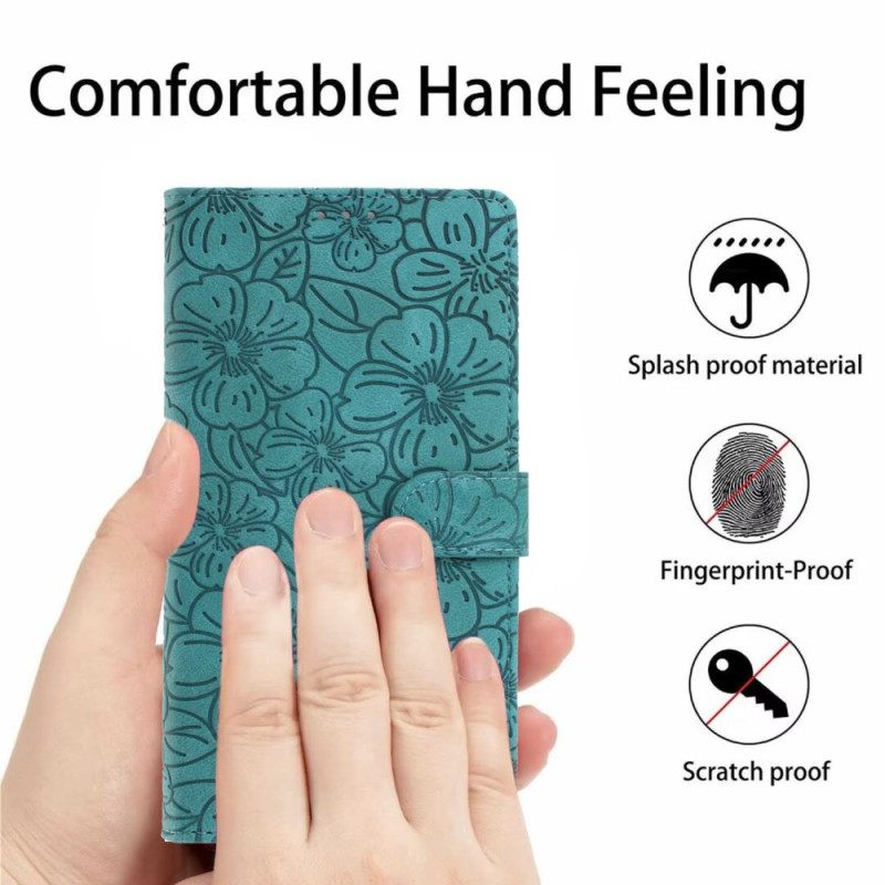 Δερματινη Θηκη Xiaomi 15t Pro Χάραξη Λουλουδιών