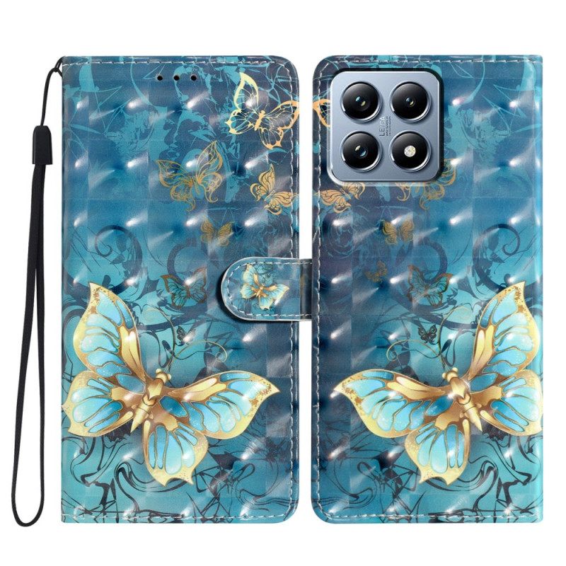 Δερματινη Θηκη Xiaomi 15t Pro Χρυσές Πεταλούδες