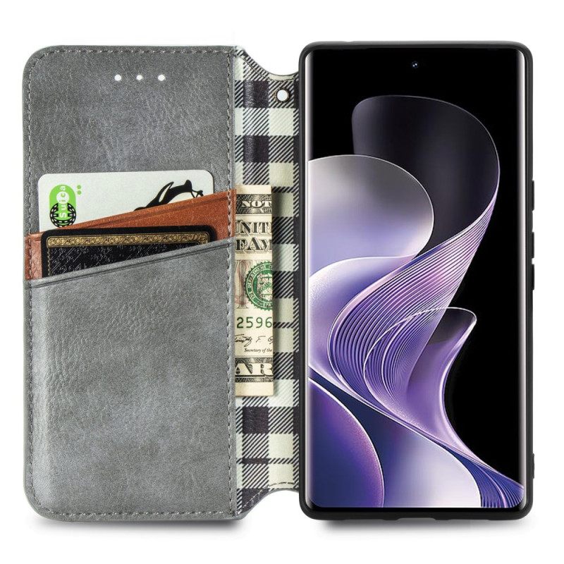 Δερματινη Θηκη Vivo V40 5g Εφέ Σουέτ Με Μοτίβο Διαμαντιού