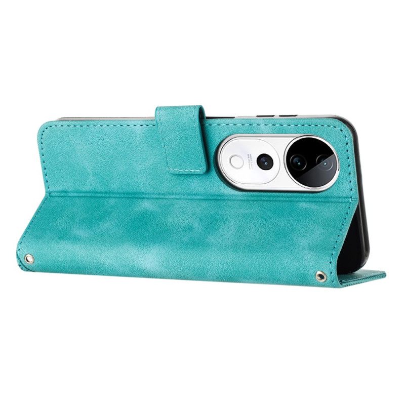 Δερματινη Θηκη Vivo V40 5g Λουράκι Με Τριγωνικό Μοτίβο