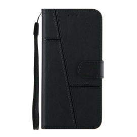 Κάλυμμα iPhone 13 με κορδονι Strappy Geo Leather Effect