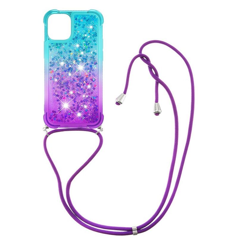 Θήκη iPhone 13 Glitter Και Κορδόνι Σιλικόνης