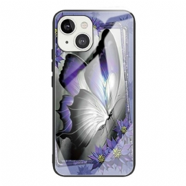 θηκη κινητου iPhone 13 Μωβ Butterfly Tempered Glass