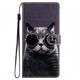 Κάλυμμα iPhone 15 Plus με κορδονι Γάτα Με Λουριά Γυαλιά