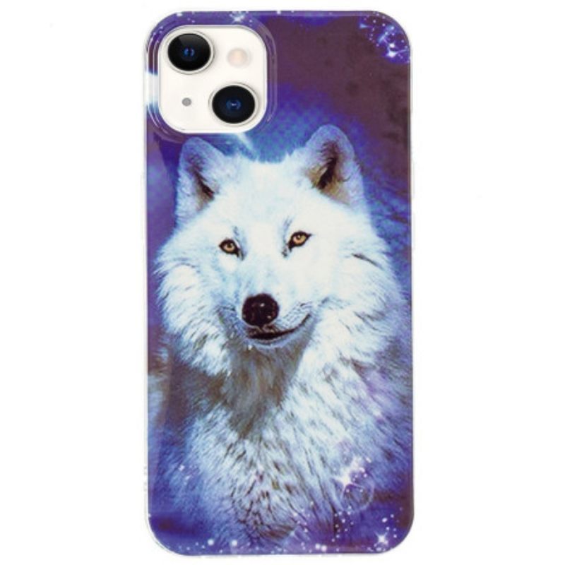 Θήκη iPhone 15 Plus Φθορίζων Λευκός Λύκος