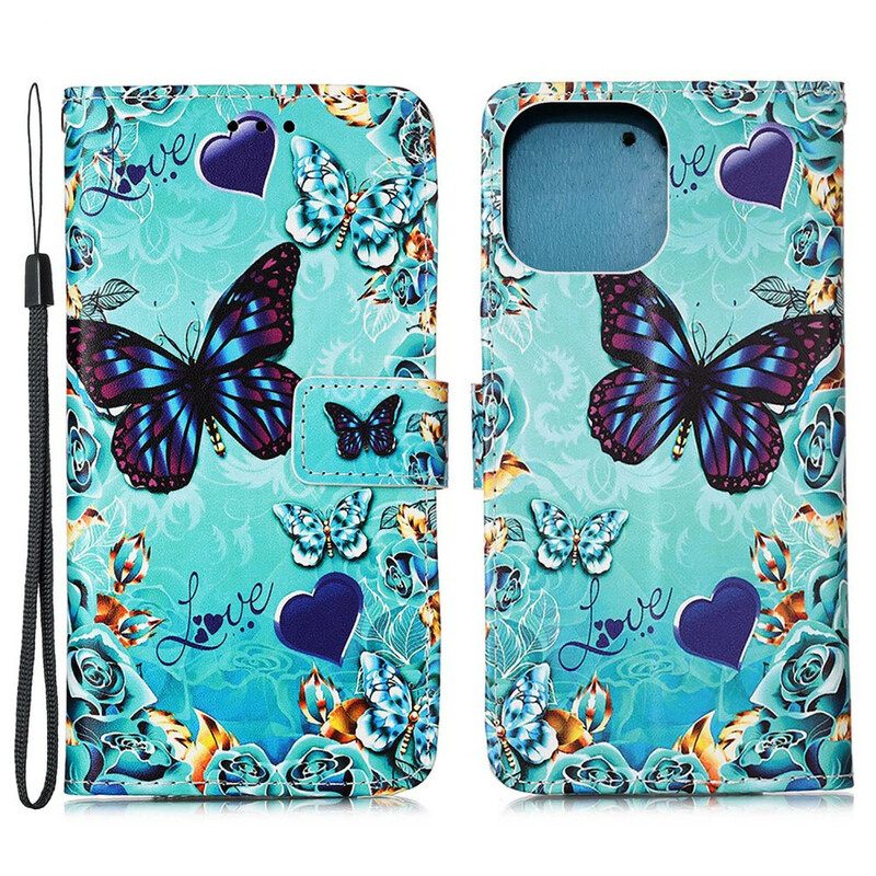 Κάλυμμα iPhone 13 Pro Max με κορδονι Love Butterflies Strappy