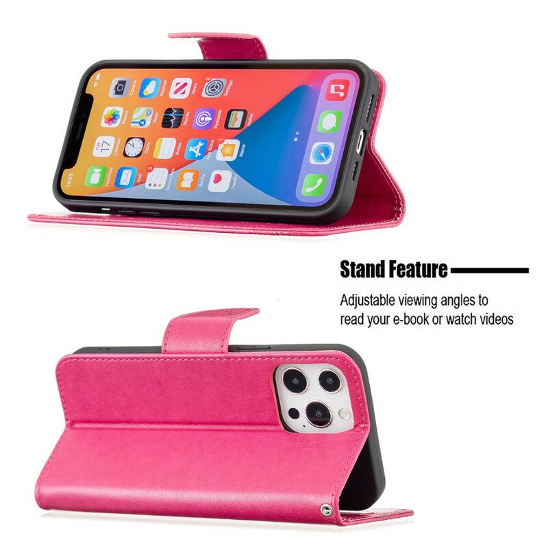 Θήκη Flip iPhone 13 Pro Max δερματινη θηκη Πεταλούδες Και Λοξό Πτερύγιο