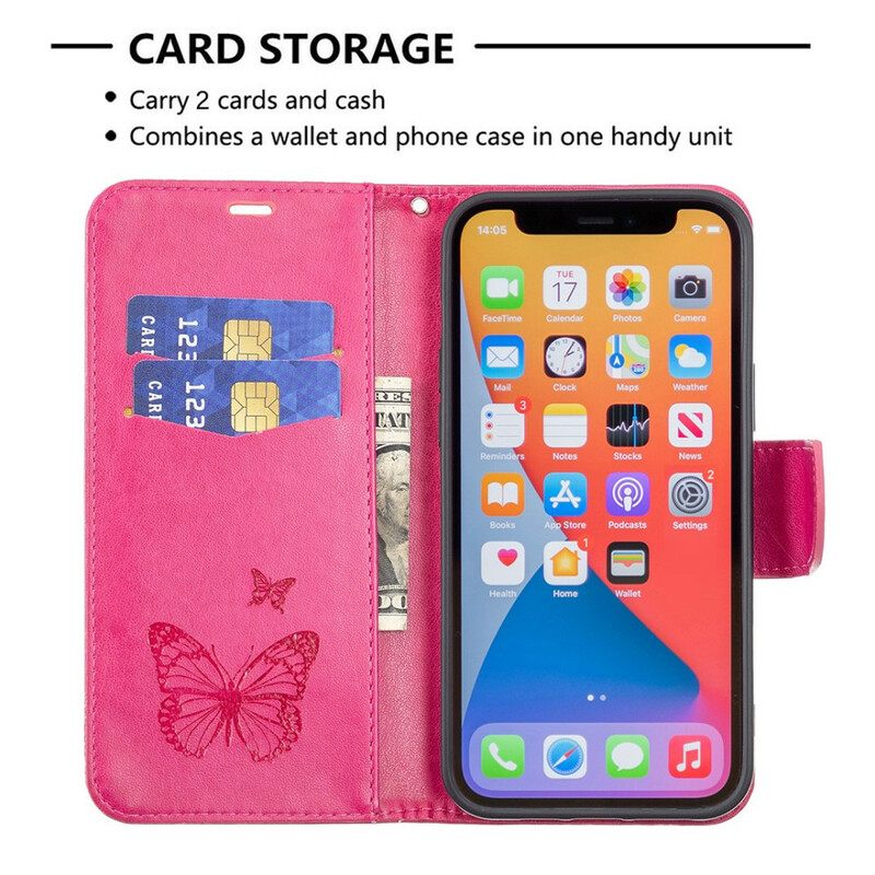 Θήκη Flip iPhone 13 Pro Max δερματινη θηκη Πεταλούδες Και Λοξό Πτερύγιο