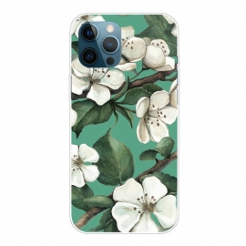 θηκη κινητου iPhone 13 Pro Max Βαμμένα Λευκά Λουλούδια