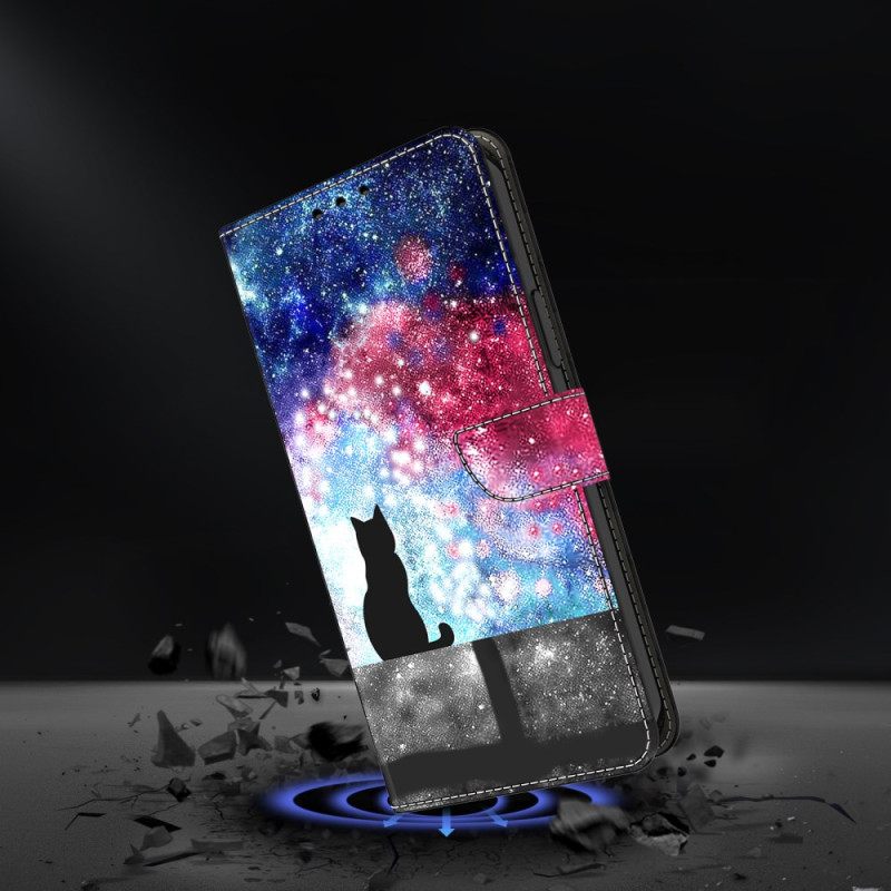 Δερματινη Θηκη Samsung Galaxy S26 Plus Γάτα Σε Έναστρο Ουρανό