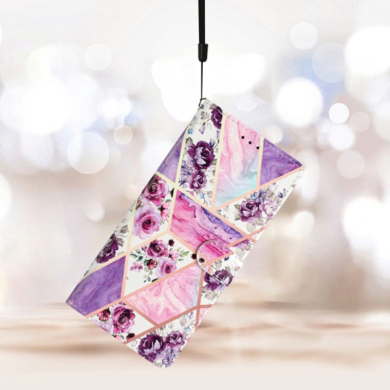 Δερματινη Θηκη Samsung Galaxy S26 Plus Μωβ Λουλούδια Σιλικόνης