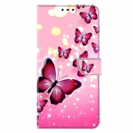 Δερματινη Θηκη Samsung Galaxy S26 Plus Ροζ Πεταλούδες