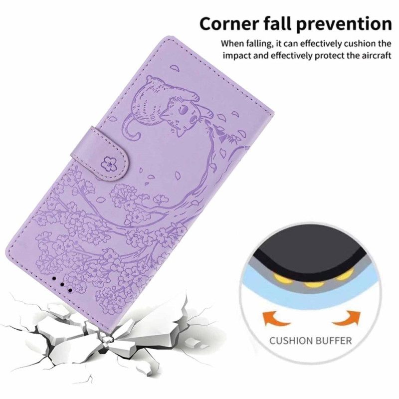 Δερματινη Θηκη Samsung Galaxy S26 Plus Σχέδιο Δέντρου Και Γάτας