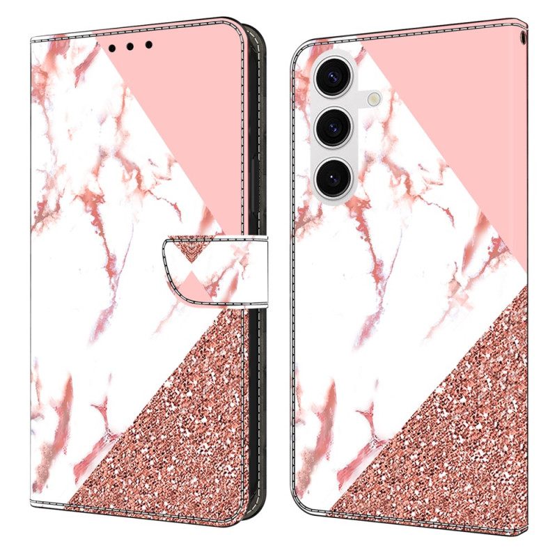 Δερματινη Θηκη Samsung Galaxy S26 Plus Τριγωνικό Μαρμάρινο Σχέδιο Σιλικόνης