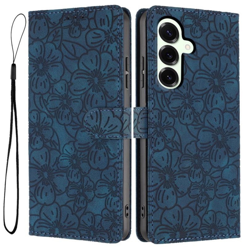 Δερματινη Θηκη Samsung Galaxy S26 Plus Χάραξη Με Άνθη Κερασιάς