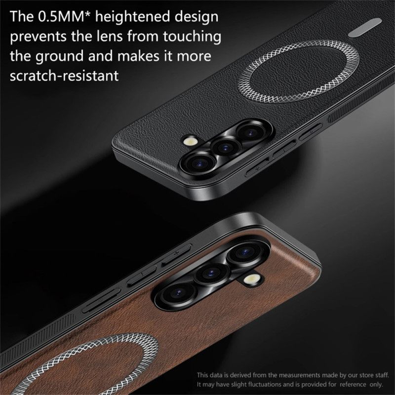 Κάλυμμα Samsung Galaxy S26 Plus Δερμάτινο Εφέ Και Μεταλλικό Πλαίσιο Φακού Σιλικόνης