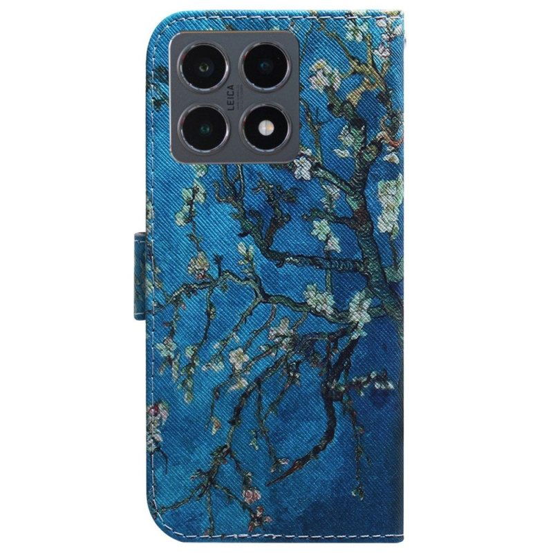 Δερματινη Θηκη Xiaomi 15t Ανθίζοντας Κλαδιά Σιλικόνης