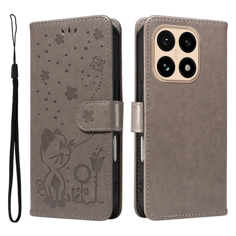 Δερματινη Θηκη Xiaomi 15t Γάτα Και Μέλισσα