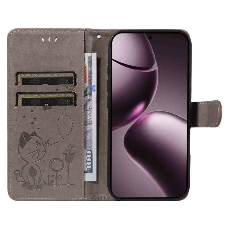 Δερματινη Θηκη Xiaomi 15t Γάτα Και Μέλισσα