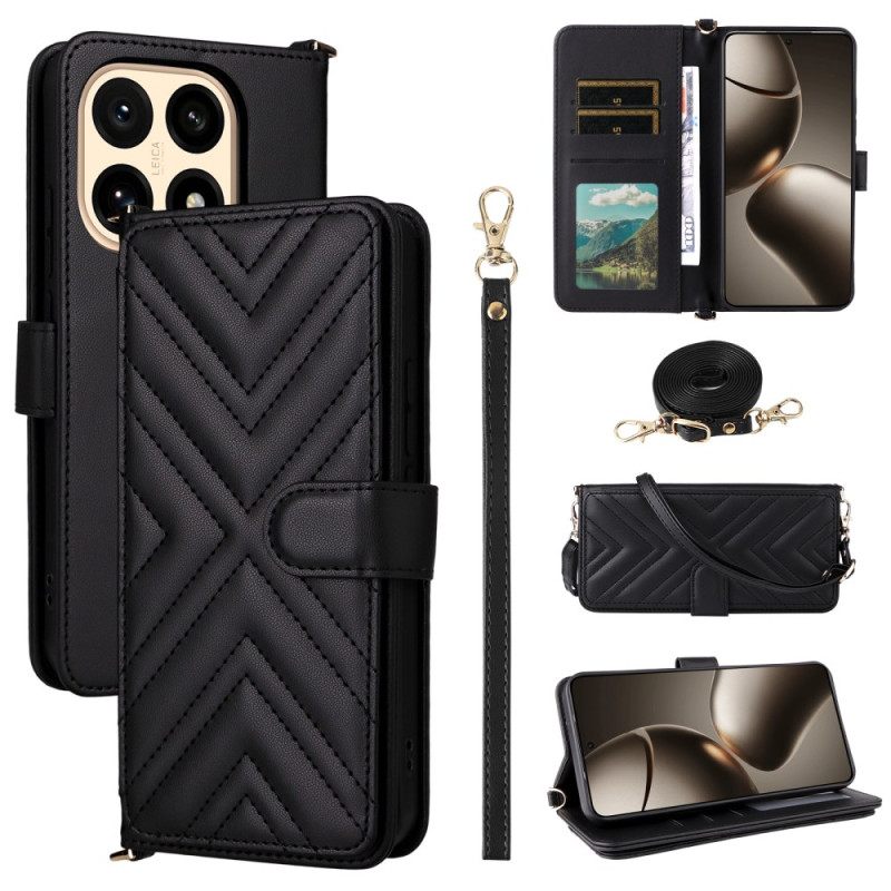 Δερματινη Θηκη Xiaomi 15t Καπιτονέ Με Λουράκι Ώμου Και Λουράκι Καρπού