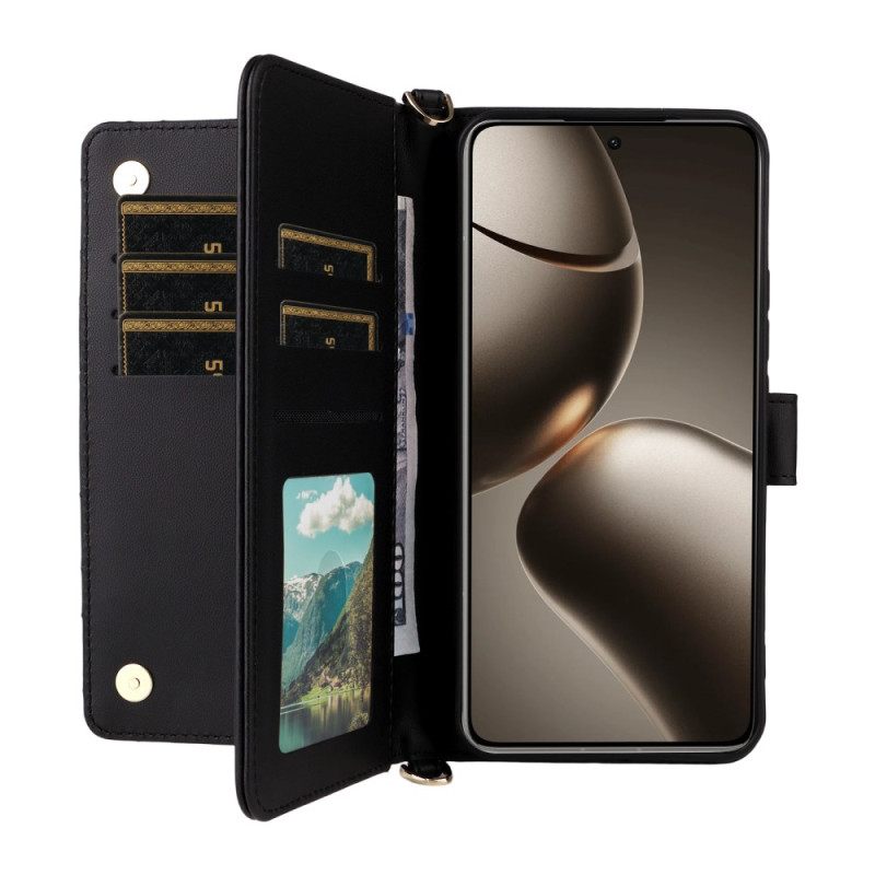 Δερματινη Θηκη Xiaomi 15t Καπιτονέ Με Λουράκι Ώμου Και Λουράκι Καρπού