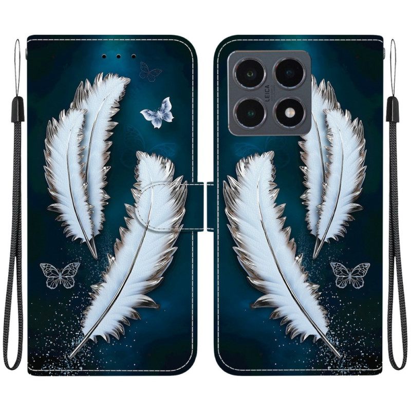 Δερματινη Θηκη Xiaomi 15t Λευκά Φτερά