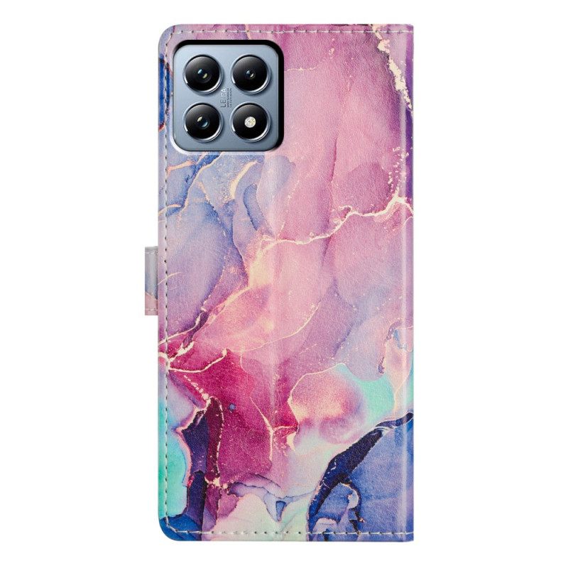 Δερματινη Θηκη Xiaomi 15t Πράσινο Και Ροζ Μάρμαρο