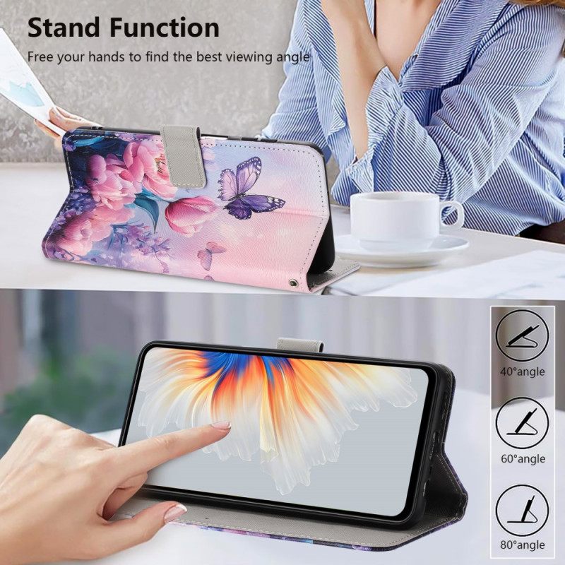 Δερματινη Θηκη Xiaomi 15t Ροζ Τουλίπες