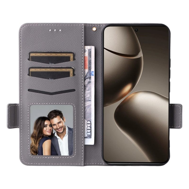 Δερματινη Θηκη Xiaomi 15t Τεχνητό Δέρμα Με Λουράκι Σιλικόνης