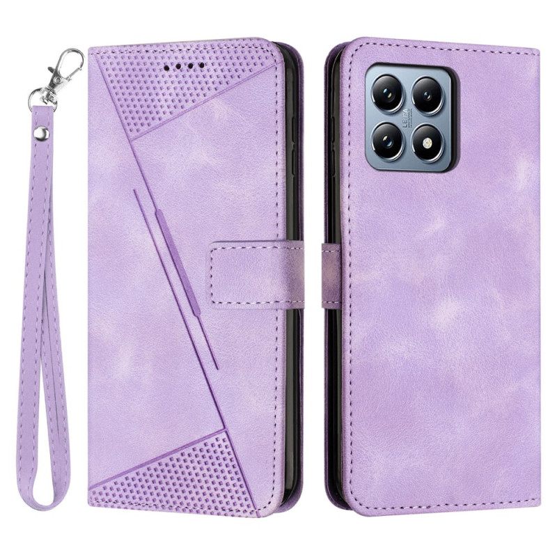 Δερματινη Θηκη Xiaomi 15t Τριγωνικό Σχέδιο Και Λουρί