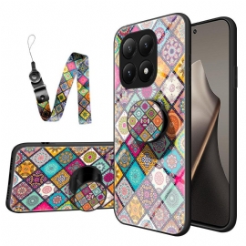 Κάλυμμα Xiaomi 15t Βάση Και Λουράκι Με Σχέδιο Patchwork Σιλικόνης