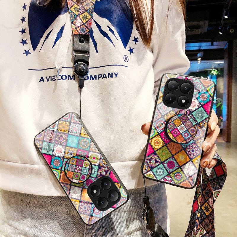 Κάλυμμα Xiaomi 15t Βάση Και Λουράκι Με Σχέδιο Patchwork Σιλικόνης