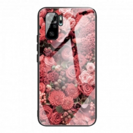 Θήκη Xiaomi Redmi Note 10 / 10S Ροζ Λουλούδια Από Σκληρυμένο Γυαλί