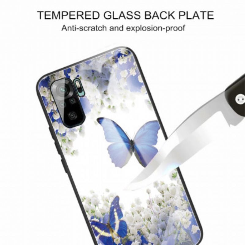 Θήκη Xiaomi Redmi Note 10 / 10S Σχέδιο Πεταλούδων Από Σκληρυμένο Γυαλί
